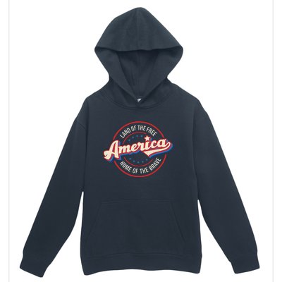 America Land Of The Free Home Of The Brave Retro Urban Pullover Hoodie