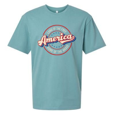 America Land Of The Free Home Of The Brave Retro Sueded Cloud Jersey T-Shirt