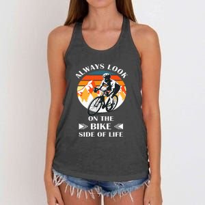 Always Look On The Bike Side Of Life Bicycle Cyclist Women's Knotted Racerback Tank