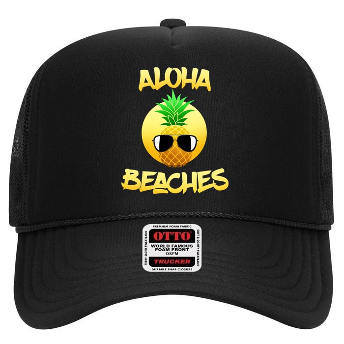 Aloha Beaches High Crown Mesh Back Trucker Hat