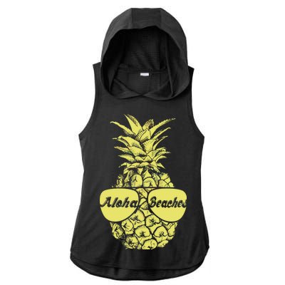 Aloha Beaches Pineapple  Ladies PosiCharge Tri-Blend Wicking Draft Hoodie Tank