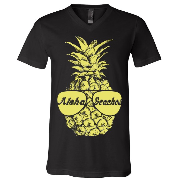 Aloha Beaches Pineapple  V-Neck T-Shirt