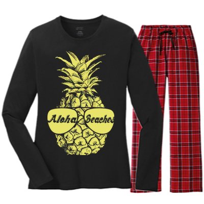 Aloha Beaches Pineapple  Women's Long Sleeve Flannel Pajama Set 