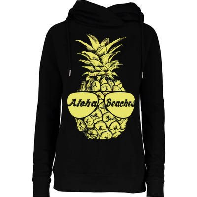 Aloha Beaches Pineapple  Womens Funnel Neck Pullover Hood