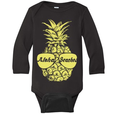 Aloha Beaches Pineapple  Baby Long Sleeve Bodysuit