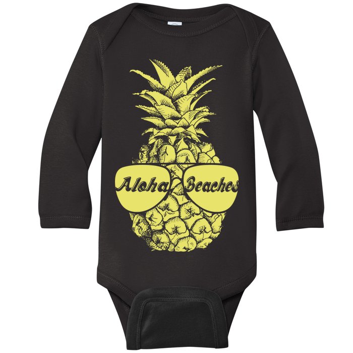 Aloha Beaches Pineapple  Baby Long Sleeve Bodysuit