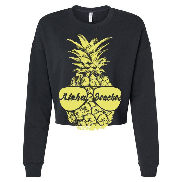 Aloha Beaches Pineapple  Cropped Pullover Crew