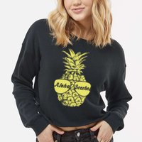 Aloha Beaches Pineapple  Cropped Pullover Crew