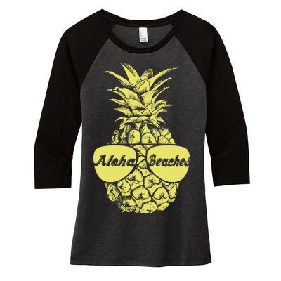 Aloha Beaches Pineapple  Women's Tri-Blend 3/4-Sleeve Raglan Shirt