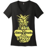 Aloha Beaches Pineapple  Women's V-Neck T-Shirt