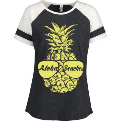 Aloha Beaches Pineapple  Enza Ladies Jersey Colorblock Tee