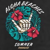 Aloha Beaches Skeleton Hand Rock On Flowers Garment-Dyed Heavyweight T-Shirt