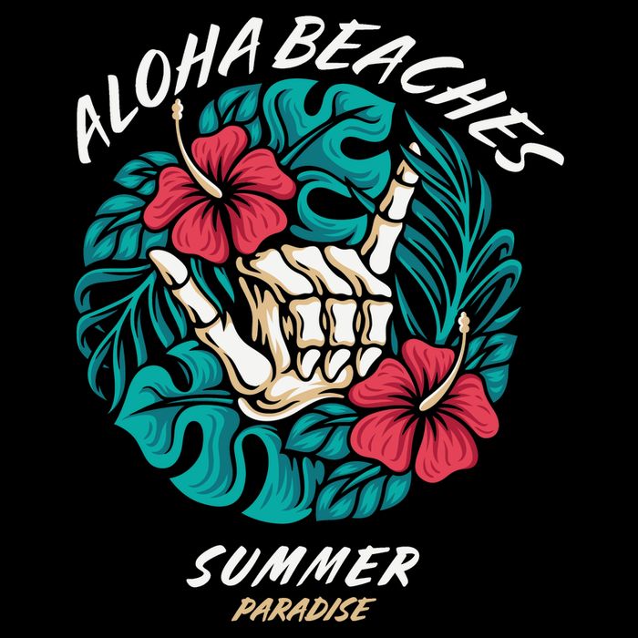 Aloha Beaches Skeleton Hand Rock On Flowers Impact Tech Backpack