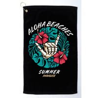 Aloha Beaches Skeleton Hand Rock On Flowers Golf Towel