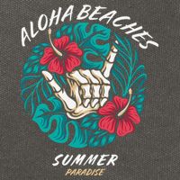Aloha Beaches Skeleton Hand Rock On Flowers Cotton Canvas Backpack