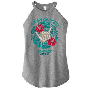 Aloha Beaches Skeleton Hand Rock On Flowers Women’s Perfect Tri Rocker Tank