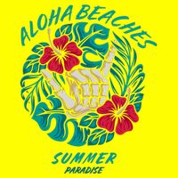 Aloha Beaches Skeleton Hand Rock On Flowers Magnet