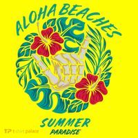 Aloha Beaches Skeleton Hand Rock On Flowers Women's V-Neck T-Shirt