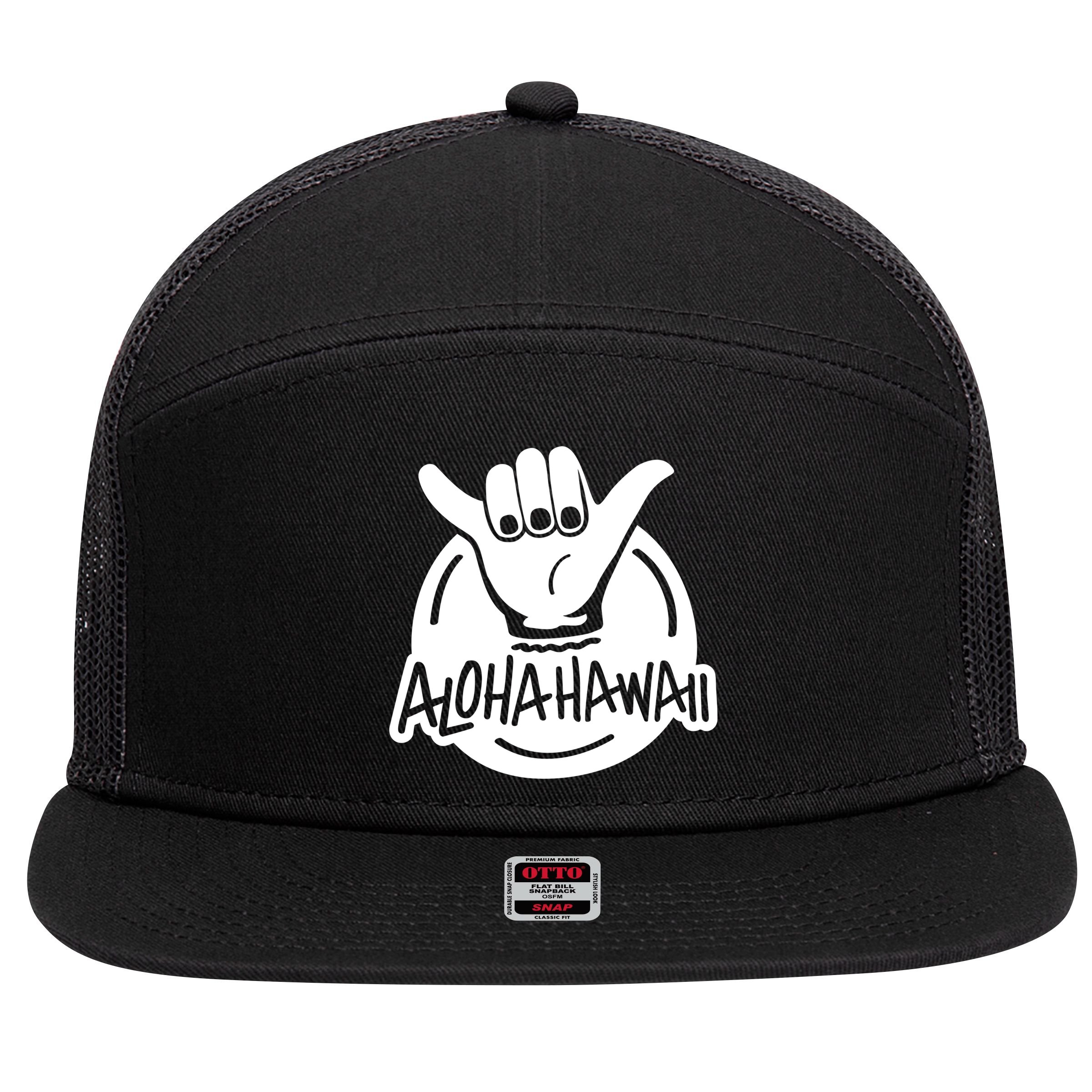 Aloha Hawaii Hand 7 Panel Mesh Trucker Snapback Hat