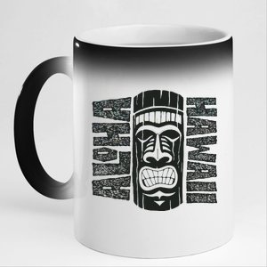 Aloha Hawaii Tiki Statue 11oz Black Color Changing Mug