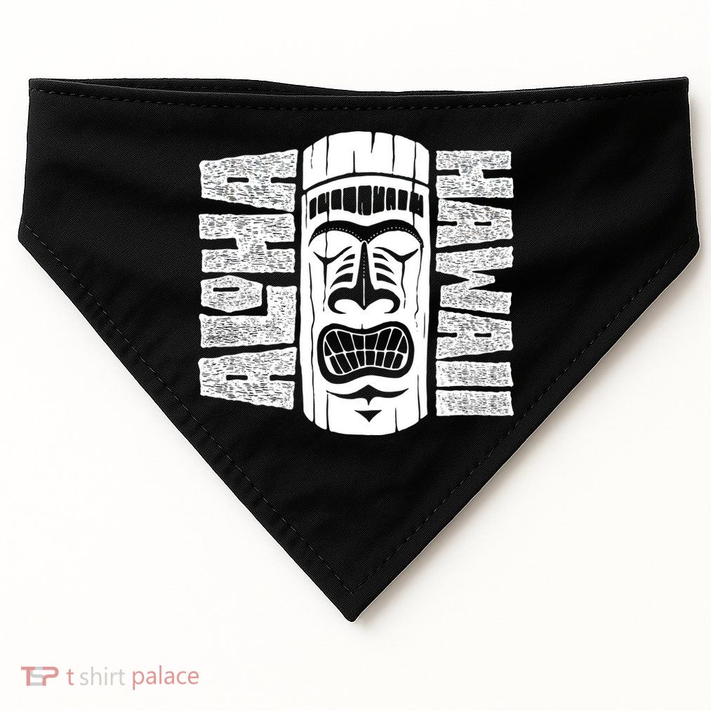 Aloha Hawaii Tiki Statue USA-Made Doggie Bandana