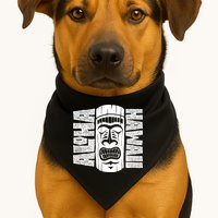 Aloha Hawaii Tiki Statue USA-Made Doggie Bandana