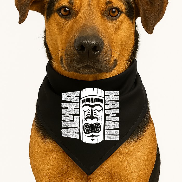 Aloha Hawaii Tiki Statue USA-Made Doggie Bandana