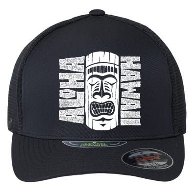 Aloha Hawaii Tiki Statue Flexfit Unipanel Trucker Cap