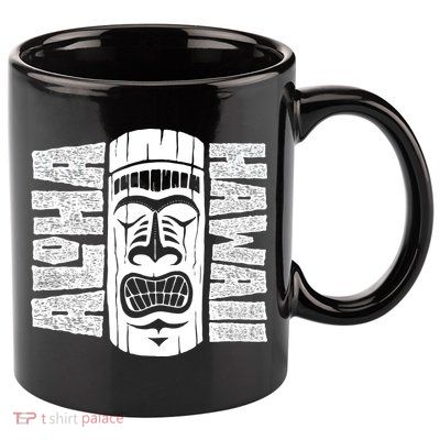 Aloha Hawaii Tiki Statue 11oz C Handle Ceramic Mug