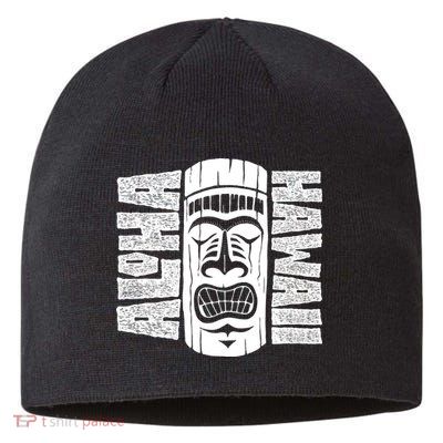 Aloha Hawaii Tiki Statue Sustainable Beanie