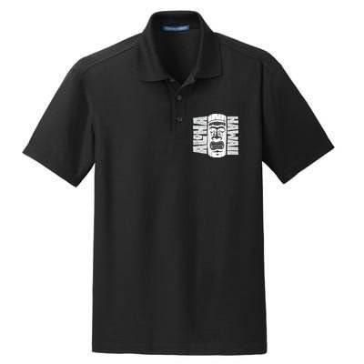 Aloha Hawaii Tiki Statue Dry Zone Grid Polo