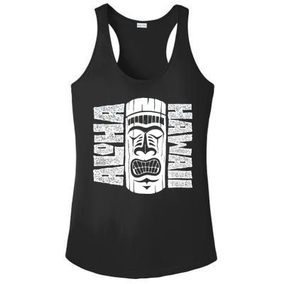 Aloha Hawaii Tiki Statue Ladies PosiCharge Competitor Racerback Tank