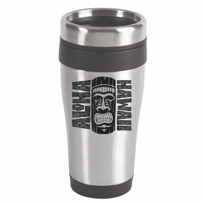 Aloha Hawaii Tiki Statue 16oz Travel Tumbler