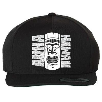 Aloha Hawaii Tiki Statue Wool Snapback Cap