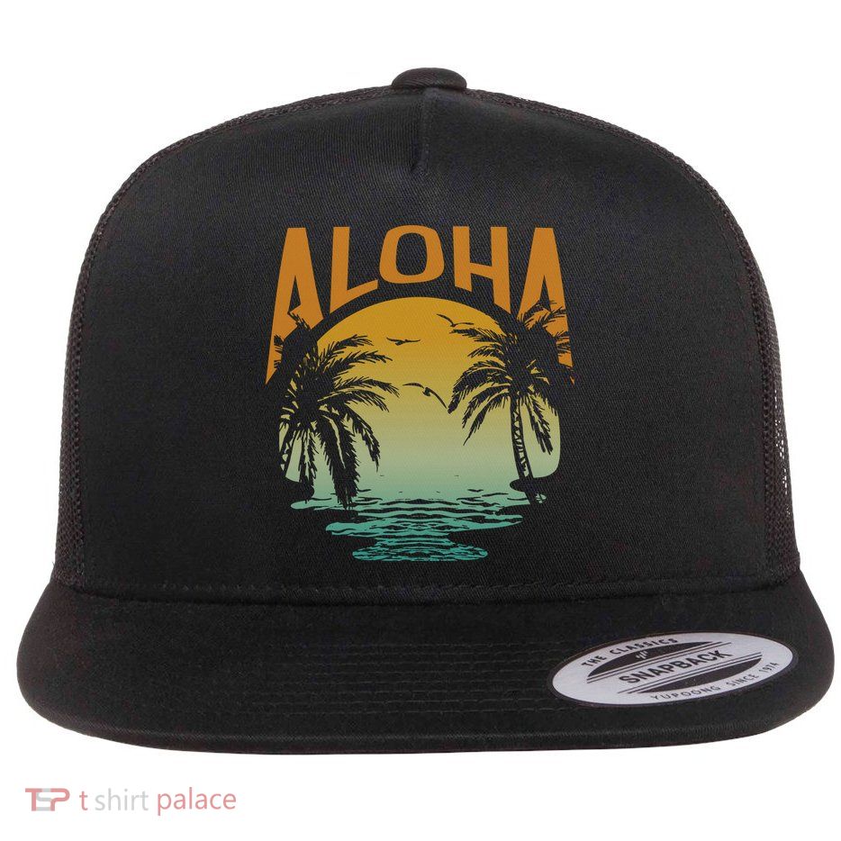 Aloha Summer Beach Flat Bill Trucker Hat