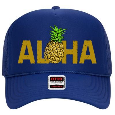 Aloha Summer Pineapple High Crown Mesh Back Trucker Hat