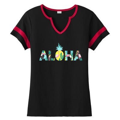 Aloha Tropical Style Ladies Halftime Notch Neck Tee