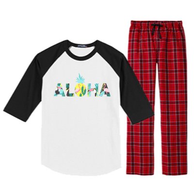 Aloha Tropical Style Raglan Sleeve Pajama Set