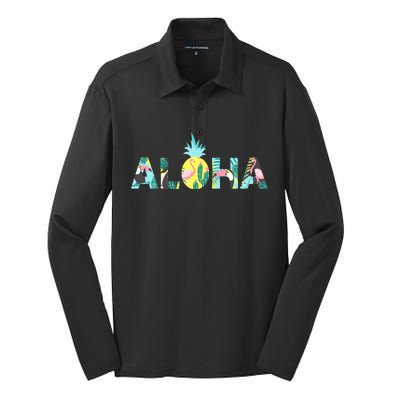 Aloha Tropical Style Silk Touch Performance Long Sleeve Polo