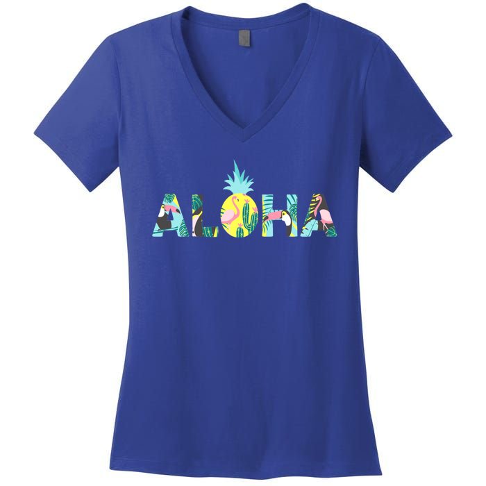 Aloha Tropical Style Women's V-Neck T-Shirt