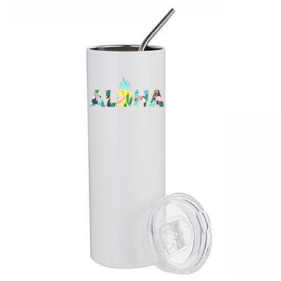 Aloha Tropical Style Stainless Steel Tumbler