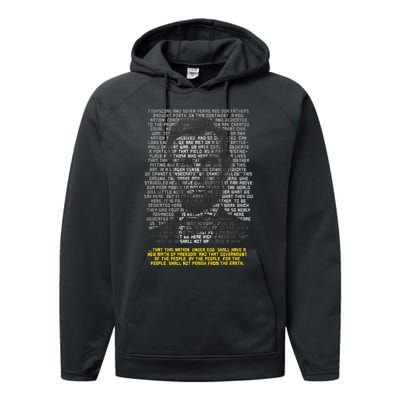 Abraham Lincoln Portrait Gettysburg Address Performance Fleece Hoodie