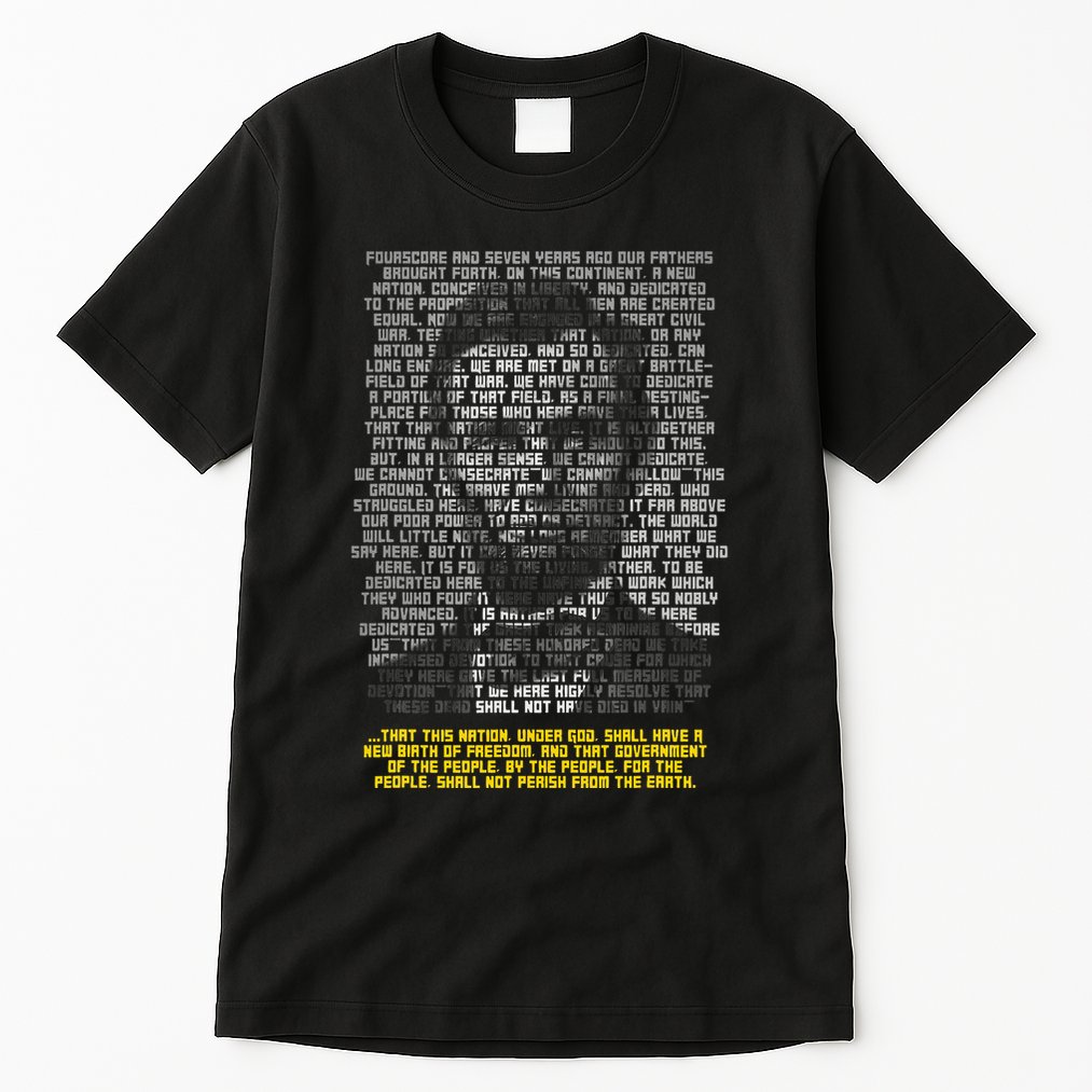 Abraham Lincoln Portrait Gettysburg Address Tall T-Shirt