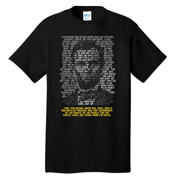 Abraham Lincoln Portrait Gettysburg Address Tall T-Shirt