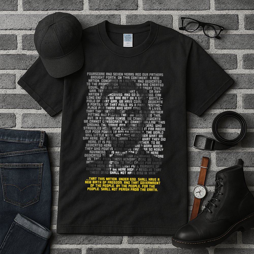 Abraham Lincoln Portrait Gettysburg Address Tall T-Shirt