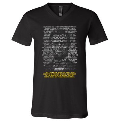 Abraham Lincoln Portrait Gettysburg Address V-Neck T-Shirt