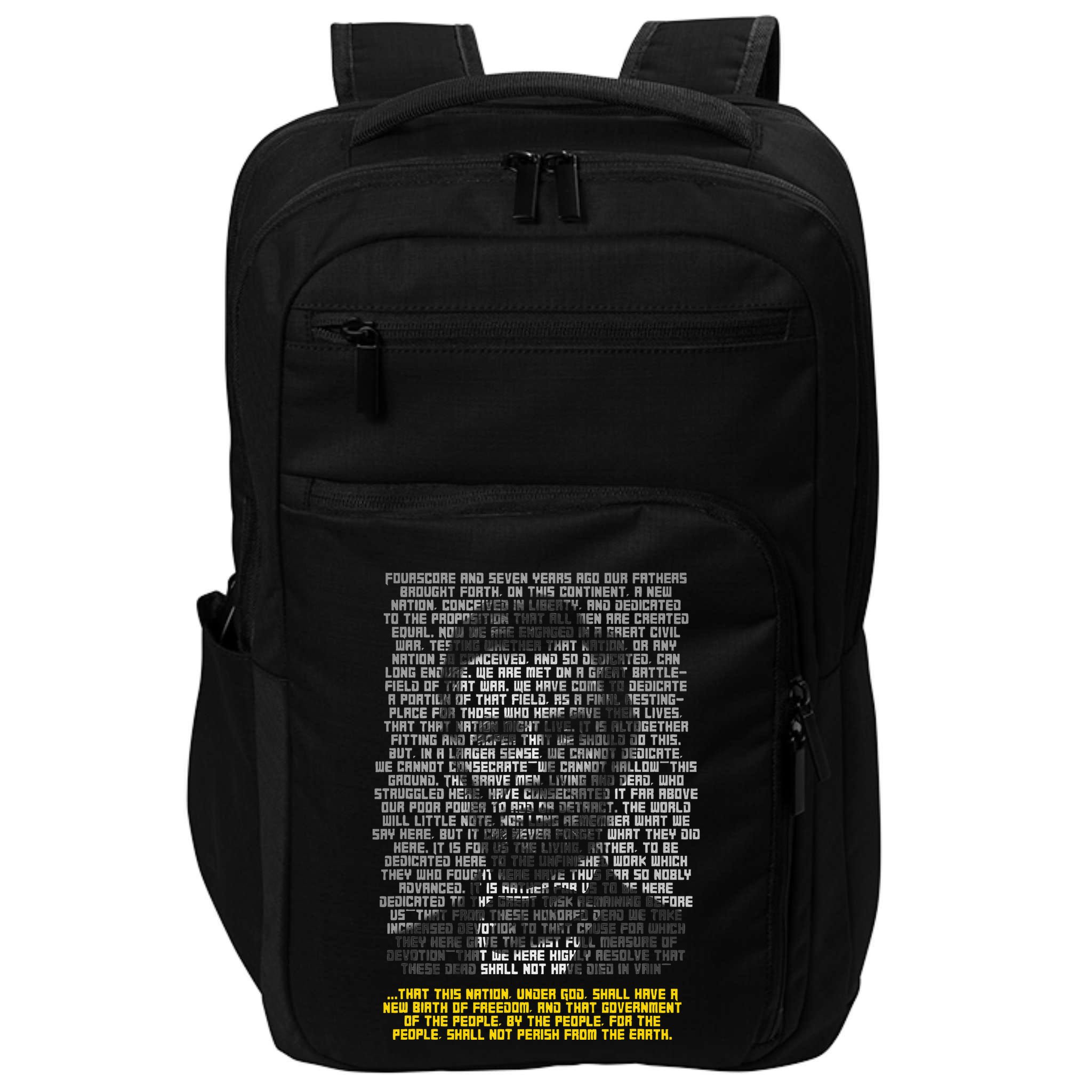 Abraham Lincoln Portrait Gettysburg Address Impact Tech Backpack