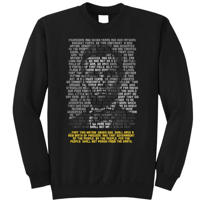 Abraham Lincoln Portrait Gettysburg Address Tall Sweatshirt