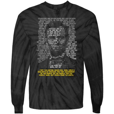 Abraham Lincoln Portrait Gettysburg Address Tie-Dye Long Sleeve Shirt