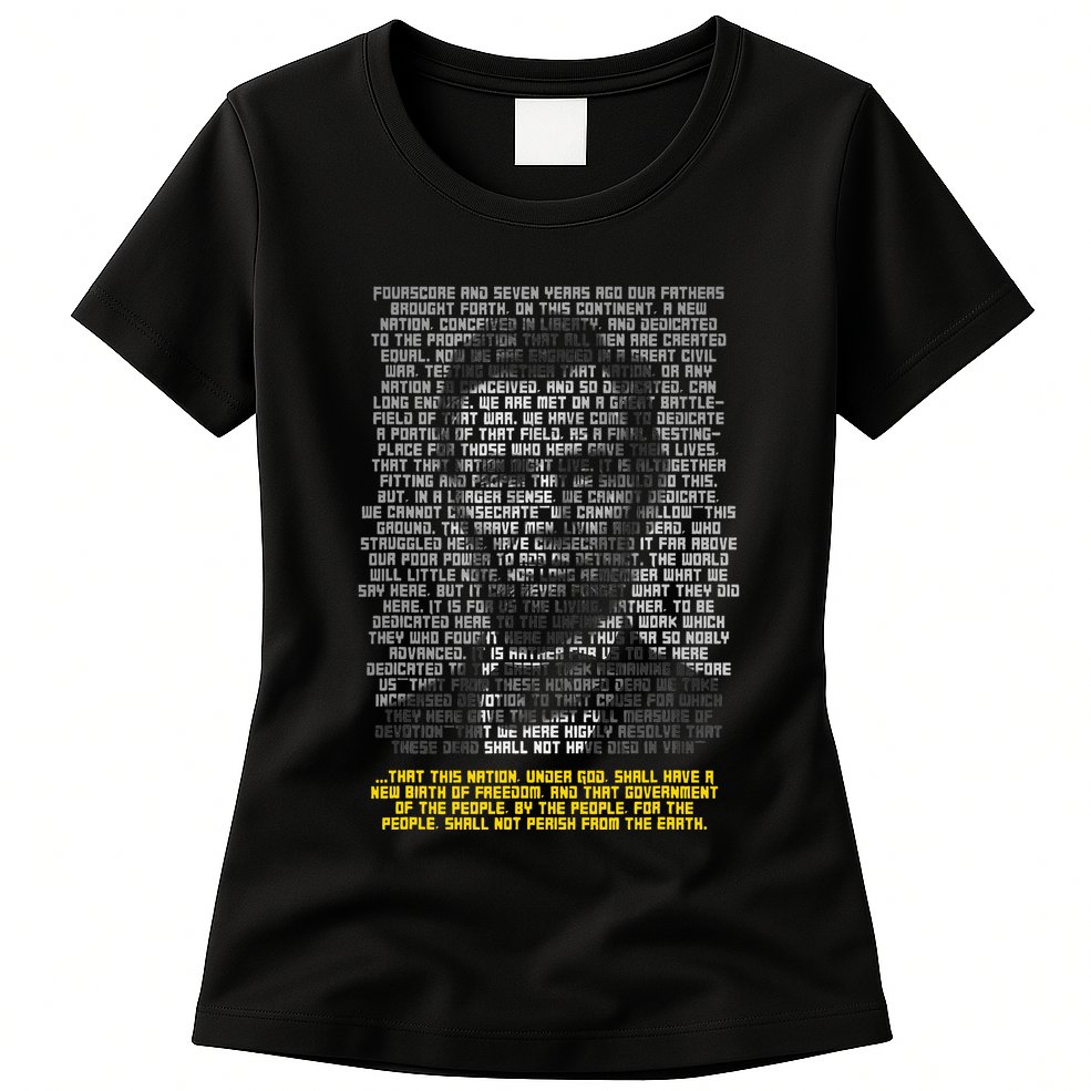 Abraham Lincoln Portrait Gettysburg Address Womens T-Shirt